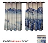 Anshesix Nature Outdoor Balcony Privacy Curtain Snowy Winter Dramatic Overcast Sky Wonderland Snowfall Seasonal Panorama Print W63 x L72(160cm x 183cm)