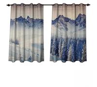 Anshesix Nature Outdoor Curtains for Patio Sheer Snowy Winter Dramatic Overcast Sky Wonderland Snowfall Seasonal Panorama Print W55 x L72(140cm x 183cm)