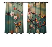 Anshesix Nature Outdoor Ultraviolet Protective Curtains Spring Themed Asian Floral Flowering Japanese Cherry Sakura Photo W72 x L63(183cm x 160cm)
