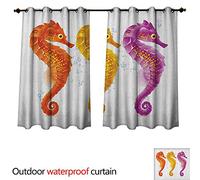Anshesix Rideaux d'extérieur Nautiques pour terrasse, Hippocampe, Tons Marins, Exotiques, océan, sous-Marin, 120 x 72 cm (l x L) 305 x 183 cm