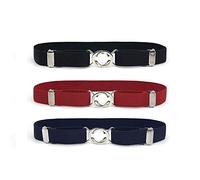 Anshili 3 pièces ceinture enfants ceinture extensible élastique réglable pour garçons et filles (Noir + Bleu + Rouge)