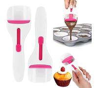 Anshka Lot de 2 pelles de distribution de pâte à farine pour gâteau, ABS + TPE, blanc + rouge