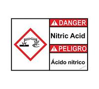 ANSI GHS Panneau d'avertissement mural avec danger d'acide nitrique - Panneau en métal pour le jardin - 20,3 x 30,5 cm