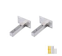 ANSIEDIO 2 Pièces 10cm Équerre Étagère de Fixation, Supports D'étagère Murale, Support Flottant Carré, Équerre Étagère Industrielle en Acier Inoxydable (Argent)