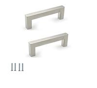 ANSIEDIO 2 Pièces Acier Inoxydable Cuisine Armoire Porte Poignées Placard Tiroir Chambre Meubles Poignee Tirer Entraxe 96MM, Argent, avec des vis