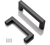 ANSIEDIO 2 Pièces Acier Inoxydable Cuisine Armoire Porte Poignées Placard Tiroir Chambre Meubles Poignee Tirer Entraxe 96MM, Noir, avec des vis