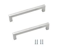 ANSIEDIO 2 Pièces Acier Inoxydable Cuisine Armoire Porte Poignées Placard Tiroir Chambre Meubles Poignee Tirer Entraxe 160MM, Argent, avec des vis