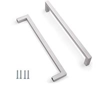 ANSIEDIO 2 Pièces Acier Inoxydable Cuisine Armoire Porte Poignées Placard Tiroir Chambre Meubles Poignee Tirer Entraxe 224MM, Argent, avec des vis