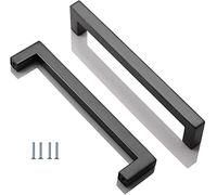 ANSIEDIO 2 Pièces Acier Inoxydable Cuisine Armoire Porte Poignées Placard Tiroir Chambre Meubles Poignee Tirer Entraxe 160MM, Noir, avec des vis