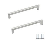 ANSIEDIO 2 Pièces Acier Inoxydable Cuisine Armoire Porte Poignées Placard Tiroir Chambre Meubles Poignee Tirer Entraxe 192MM, Argent, avec des vis