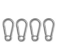 ANSIEDIO 4PCS 5x50 mm Mousqueton INOX avec Trou, Mousqueton Porte clé, Mousqueton à Verrouillage Automatique pour Camping, Hamacs, Laisse pour Chien, Balançoire, Pêche, Bouteille d'eau
