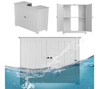 ANSIMIDA Meuble de Rangement Sous Lavabo, Meuble de Salle de Bain Avec 2 Portes, Étagère Réglable, Grand Rangement, Autoportant, 58 x 30 x 60 cm