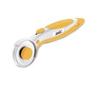 ANSIO Cutter rotatif de 45 mm avec verrou de sécurité, parfait pour le tissu, le cuir, la couture, le matelassage, les travaux manuels - Jaune