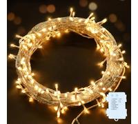 ANSIO Guirlande Lumineuse 100 LED Blanc Chaud Lumières de Noël intérieure avec 8 fonctions de mode Alimenté par batterie avec Longueur éclairée 10m/33ft Câble Clair