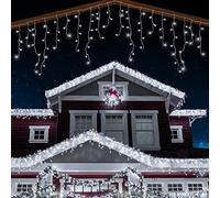 ANSIO® Guirlande Lumineuse 11m 320 LED Blanc Froid Guirlande Stalactite de Noel d'Extérieur et Intérieur Idéales pour Fenêtre, d’un Jardin | Facile à Installer électrique Guirlande | Câble Transparent