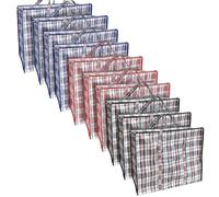 ANSIO Lot de 10 grands sacs à linge réutilisables avec fermeture éclair - Idéal pour déménagement, vêtements et armoire - 80 x 30 x 60 cm - Couleurs assorties