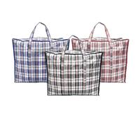 ANSIO Lot de 2 grands sacs à linge réutilisables avec fermeture éclair - Idéal pour déménagement, vêtements et armoire - 60 x 25 x 50 cm (L x l x H)