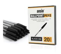 ANSIO Lot de 20 stylos à bille noirs à pointe moyenne (1,0 mm), écriture lisse, idéal pour l'école, le bureau et la maison