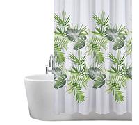 ANSIO Rideau de Douche résistant à la moisissure 180 x 180 cm (71 x 71 Pouces) | 100% Polyester - Motif Feuilles - Vert Palmier