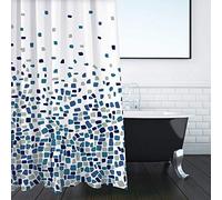 ANSIO Rideau de Douche résistant à la moisissure et à la moisissure Bleu mosaïque 180 x 180 cm | Tissu Hydrofuge | 100% Polyester