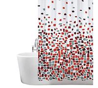 ANSIO Rideau de Douche résistant à la moisissure - Mosaïque Rouge - 180 x 180 cm - Tissu Hydrofuge - 100% Polyester