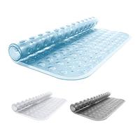 ANSIO® Tapis de Douche antidérapant et Anti-moisissure pour Salle de Bain en Caoutchouc avec Trous de Drainage et ventouses, Lavable en Machine (54 x 54 cm, Bleu Transparent)