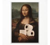 Anslipswar Peinture classique Mona Lisa sur toile pour salle de bain, poster vintage drôle de salle de bain, impression d'art humoristique pour toilettes, décoration murale amusante pour salle de