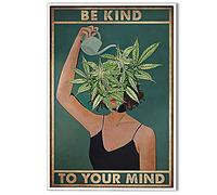 Anslipswar Poster vintage avec citation « Be Kind To Your Mind » - Décoration murale pour chambre de femme - 30,5 x 40,6 cm - Sans cadre