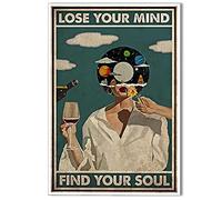 Anslipswar Poster vintage « Lose Your Mind Find Your Soul » - Impression sur toile - Décoration murale abstraite pour chambre à coucher, salle de bain - 40,6 x 61 cm - Sans cadre