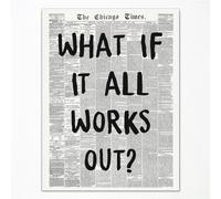 Anslipswar Toile murale vintage en noir et blanc, citation d'affirmation « What If It All Works Out Room » - Poster esthétique - Typographie rétro pour décoration d'appartement et de chambre à coucher