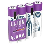 Ansmann Piles rechargeables Li-Ion Micro AAA 500 mAh 4 pièces - câble de chargement inclus