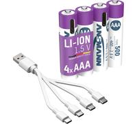 ANSMANN Accu AAA Type-C Connexion Li-Ion 400mAh 1,5V, 4 pièces