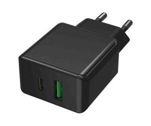 Ansmann adaptateur secteur 2 ports : 1x USB-C + 1x USB-A noir