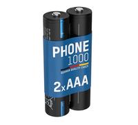 ANSMANN Batterie de téléphone Micro AAA, Min. 950 mAh 1,2V, 2 pièces, Rechargeable, puissante, idéale pour DECT Phone, téléphone sans Fil, babyphone, Batterie de Rechange