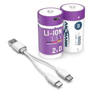 Ansmann Batterie rechargeable Li-Ion Mono D - 6 000 mAh 2 pièces - câble de chargement inclus