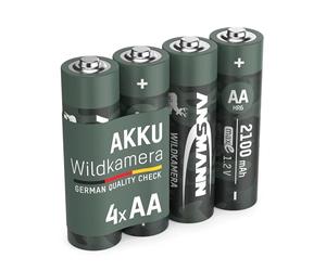 ANSMANN Batterie pour caméra animalière Mignon AA LR06 2100 mAh 1,2V Ni-MH, 4 pièces, rechargeable, pour caméra animalière Observation des animaux Vision nocturne Surveillance Batterie de remplacement