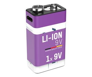 Ansmann Batterie rechargeabe Li-Ion 9V Bloc E - 400 mAh 1 pièce - câble de chargement inclus