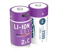 Ansmann Batterie rechargeable Li-Ion Baby C - 2 500 mAh 2 pièces - câble de chargement inclus