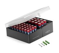 ANSMANN Boîte à Piles pour 56 Piles avec 32 pièces Micro AAA et 20 pièces Mignon AA, boîte de Rangement pour Piles, avec Support Mural, Plastique