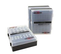 ANSMANN Boîte de Rangement pour Piles AAA Micro, AA Mignon, Piles alcalines 9V et Batteries (Lot de 3) - Boîte de Transport pour 48 Piles - Boîte de Stockage pour Batteries - Noir