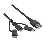 ANSMANN Câble de charge et données 3-en-1 120 cm (1 pce) - Câble de transfert de données 480 Mbps - Câble Micro USB, Lightning et USB-C pour smartphone, powerbank, tablette, etc.