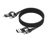 Ansmann Câble USB 1700-0188 120 cm – USB-A mâle, USB-C mâle, Lightning, noir gaine textile