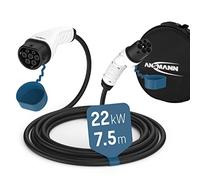 Ansmann Câble de charge Type 22 kW d'une longueur de 7,5 m pour recharge de véhicules électriques et hybrides (1 pce) - Câble de recharge Mode 3 - Câble électrique triphasé aux normes européennes