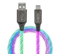 Ansmann Câble USB-A vers USB-C lumineux 100 cm en fibres de verre (1 pce) - Câble de charge à lumière pulsée pour une atmosphère agréable - Câble USB lumineux pour transfert de données et recharge