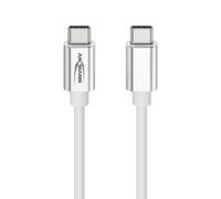 ANSMANN Câble USB C vers USB C Charge Données Type C, Câble Charge Rapide Power Delivery pour Téléphone Smartphone Tablette PC Portable, 120 cm Blanc Haute Qualité