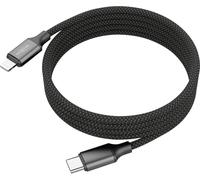 Ansmann Câble USB Connecteur Lightning , USB-C® mâle 120 cm noir gaine textile 1700-0187