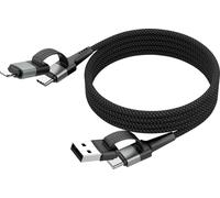Ansmann Câble USB USB-A mâle, USB-C® mâle, Connecteur Lightning 120 cm noir gaine textile 1700-0188