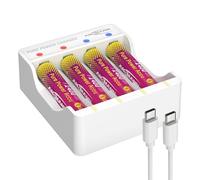 ANSMANN Chargeur Lithium Pure Power avec 4 Piles Rechargeables AAA Haute capacité et Module de Charge, Offre Longue autonomie, Protection avancée et idéal pour appareils à Forte consommation