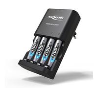 ANSMANN Chargeur pour Piles Powerline 4 Smart (1 PCE) + 4 Piles HR03 1100mAh - Chargeur Automatique pour 1 à 4 Piles HR6/HR03 - Station de Charge avec Mode réparation & détection des accus défectueux