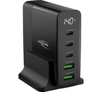 ANSMANN Chargeur USB 5X Ports jusqu'à 140 W/Chargeur Power Delivery et Quick Charge 3.0 avec contrôle de Charge Intelligent/Idéal pour Smartphone, Tablette, Ventilateur de Table, appareils LED